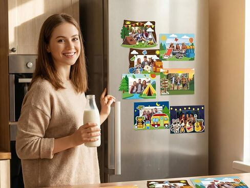 40 Pcs Camping Picture Frame Craft Kit - DIY Camp Photo with Magnetic Stickers for Summer Theme Birthday Party Favors Decorations in Saudi Arabia