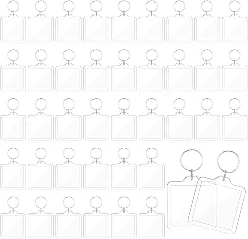 80Pcs Acrylic Picture Frame Keychain Blanks in Clear Acrylic Picture Frame Keyrings Double-sided Clear Photo Frames Key Holders for DIY Craft Graduation Gift, Max 1.3 x 1.3 inch Pictures in Kuwait