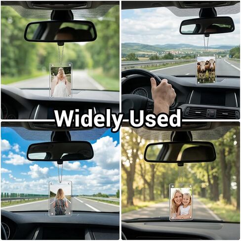 2Pcs Car Hanging Photo Holder Magnetic Car Picture Holder Acrylic Photo Frame for Rear View Mirror Accessories Ornaments Decor in Kuwait