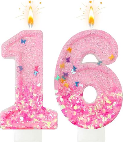 Pink Sequin Birthday Candles, Cake Number Candles, Girls 0th Birthday Decorations, Suitable for Birthday Parties, Anniversary Party Decorations(6) in Saudi Arabia