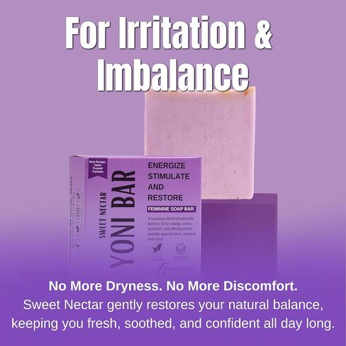 Sweet Nectar Yoni Bar – Sensitive Feminine Soap for Odor, pH Balance & Hydration – Gentle Natural Cleanser for Daily Intimate Care, Floral Scented, Handmade in Saudi Arabia
