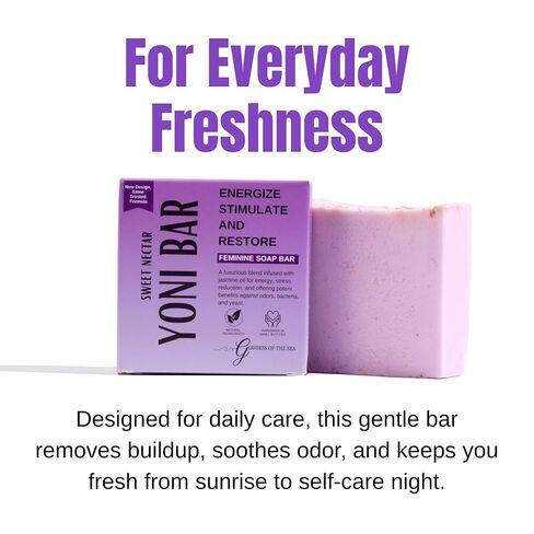 Sweet Nectar Yoni Bar – Sensitive Feminine Soap for Odor, pH Balance & Hydration – Gentle Natural Cleanser for Daily Intimate Care, Floral Scented, Handmade in Saudi Arabia