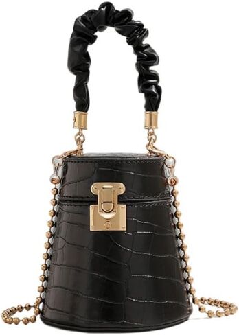Fashion Alligator Pattern Bucket Bag, Genuine Leather Beige Crossbody Storage Shoulder Purse for Women in Kuwait