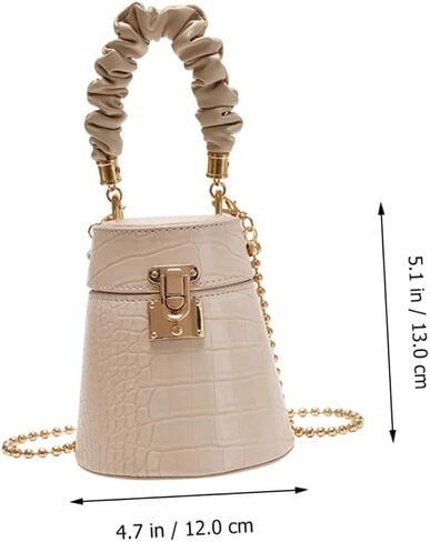 Fashion Alligator Pattern Bucket Bag, Genuine Leather Beige Crossbody Storage Shoulder Purse for Women in Kuwait