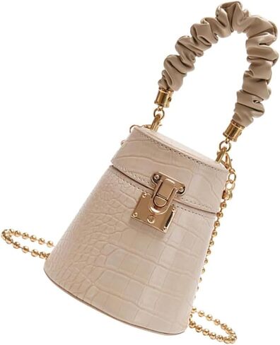 Fashion Alligator Pattern Bucket Bag, Genuine Leather Beige Crossbody Storage Shoulder Purse for Women in Kuwait