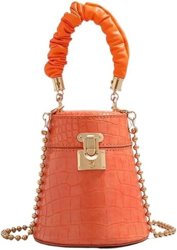 Fashion Alligator Pattern Bucket Bag, Genuine Leather Beige Crossbody Storage Shoulder Purse for Women in Kuwait
