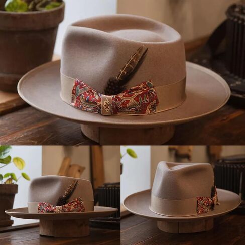 Fedoras Hat for Women with Bowknot Belt Panamas Magicians Wool Top Roleplay Costume Dress Up Party Top for Women in Saudi Arabia