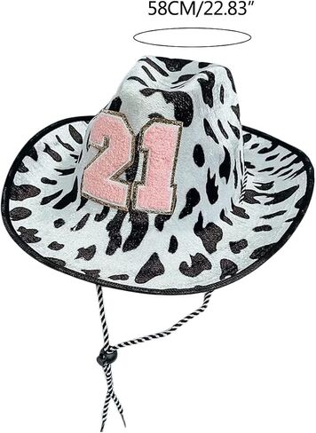 Cow Print Cowboy Hat 21 Birthday Cow Print Cowgirl Fedoras Fedora Hats for Men in Kuwait