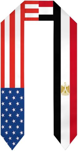 Egypt Egyptians America Flag Graduation Stole/Scarf/Sash 2024/2025 Double Sided International Student Graduation Decoration Gift 72 inches long in Kuwait