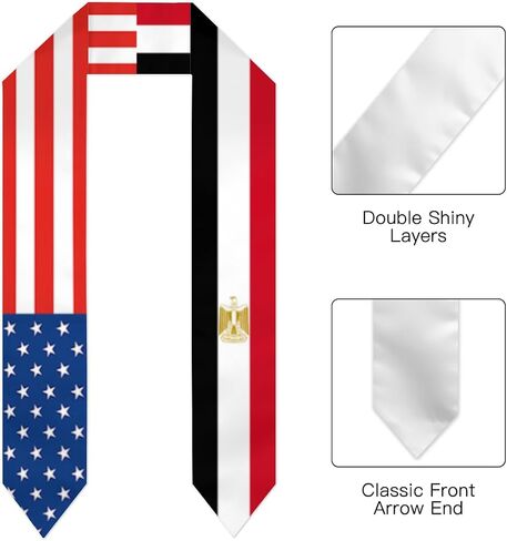 Egypt Egyptians America Flag Graduation Stole/Scarf/Sash 2024/2025 Double Sided International Student Graduation Decoration Gift 72 inches long in Kuwait