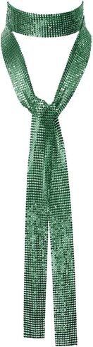 Sparkly Ties for Women, Skinny Sequin Scarf Glitter Necktie for Women Scarves Belts Accessories for Party Prom Daily in Kuwait