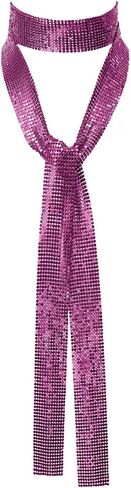 Sparkly Ties for Women, Skinny Sequin Scarf Glitter Necktie for Women Scarves Belts Accessories for Party Prom Daily in Kuwait