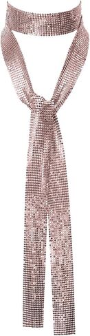 Sparkly Ties for Women, Skinny Sequin Scarf Glitter Necktie for Women Scarves Belts Accessories for Party Prom Daily in Kuwait