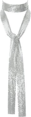 Sparkly Ties for Women, Skinny Sequin Scarf Glitter Necktie for Women Scarves Belts Accessories for Party Prom Daily in Kuwait