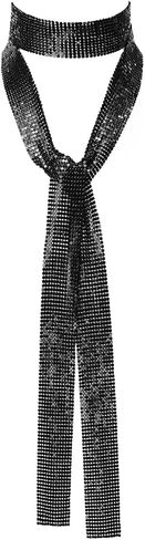 Sparkly Ties for Women, Skinny Sequin Scarf Glitter Necktie for Women Scarves Belts Accessories for Party Prom Daily in Kuwait