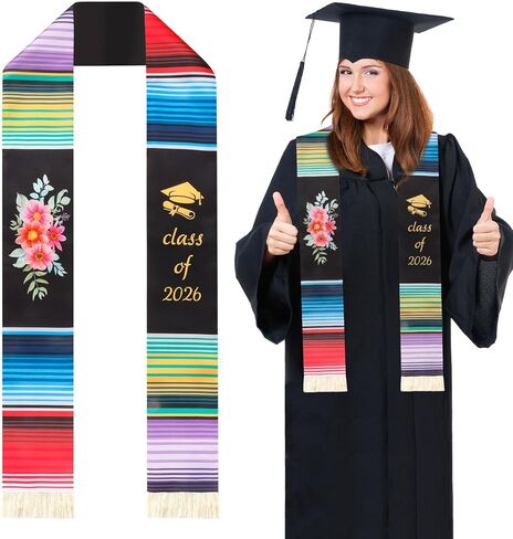 Mexican Graduation Sash, Mexican Graduation Stole Class of 2026 Latino Hispanic Serape Authentic Mexican Art Serape Stole in Saudi Arabia