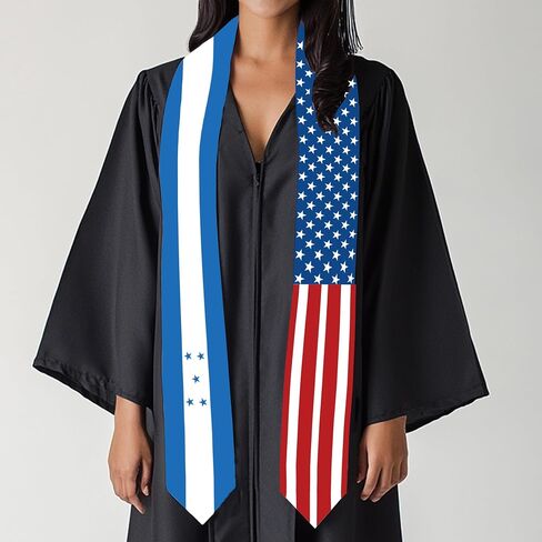 2026 Honduras Flag and USA Flag Graduation Stole Graduation Sash for International Student (Baccalaureate Gown and Hat Not Included) in Kuwait