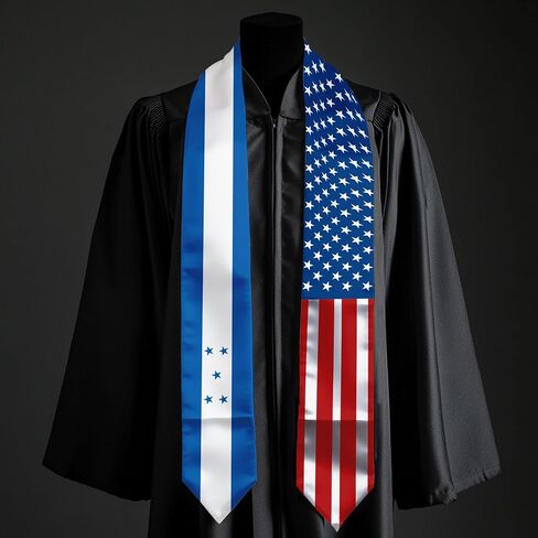 2026 Honduras Flag and USA Flag Graduation Stole Graduation Sash for International Student (Baccalaureate Gown and Hat Not Included) in Kuwait