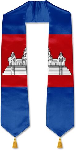 YOXEULL Flag Graduation Stole with Gold Tassels, Graduation Sash Scarf Unisex Adult 72" in Saudi Arabia