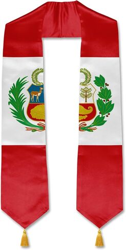 YOXEULL Flag Graduation Stole with Gold Tassels, Graduation Sash Scarf Unisex Adult 72" in Kuwait