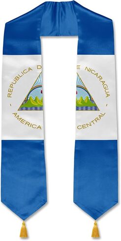 YOXEULL Flag Graduation Stole with Gold Tassels, Graduation Sash Scarf Unisex Adult 72" in Kuwait