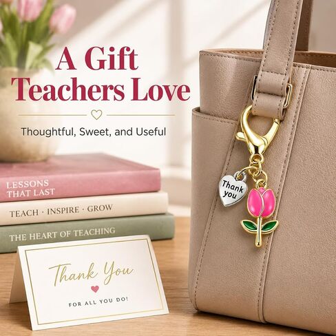 6Pcs Teacher Appreciation Tulip Keychains Gifts In Bulk,Thank You Daycare End of Year Kindergarten Teacher Gifts in Saudi Arabia