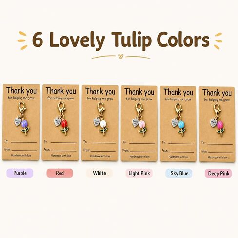 6Pcs Teacher Appreciation Tulip Keychains Gifts In Bulk,Thank You Daycare End of Year Kindergarten Teacher Gifts in Saudi Arabia