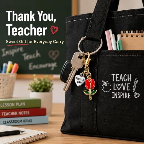 6Pcs Teacher Appreciation Tulip Keychains Gifts In Bulk,Thank You Daycare End of Year Kindergarten Teacher Gifts in Kuwait