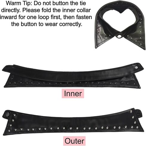 Gothic Faux Leather Detachable Collar Black Studded Fake Collar for Women Men, Decorative Lapel for Office Party Daily in Kuwait