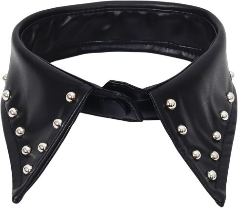 Gothic Faux Leather Detachable Collar Black Studded Fake Collar for Women Men, Decorative Lapel for Office Party Daily in Kuwait