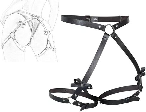 Punk Leather Thigh Harness & Garter Belt for Women - Body Harness Lingerie, Waist Leg Garter for Halloween, Party, Nightclub in Saudi Arabia