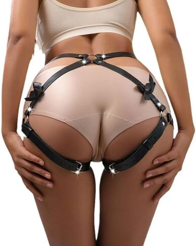 Punk Leather Thigh Harness & Garter Belt for Women - Body Harness Lingerie, Waist Leg Garter for Halloween, Party, Nightclub in Saudi Arabia