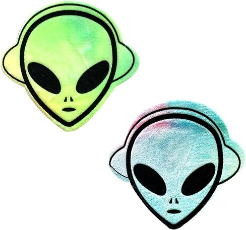 Neva Nude Kanye The Raver Tie Dye Alien Blacklight Velvet Nipztix Pasties أغطية حلمات للمهرجانات والحفلات والحفلات والملابس الداخلية والمزيد، لاصق من الدرجة الطبية، مقاوم للماء والعرق، صنع في الولايات المتحدة الأمريكية in Kuwait