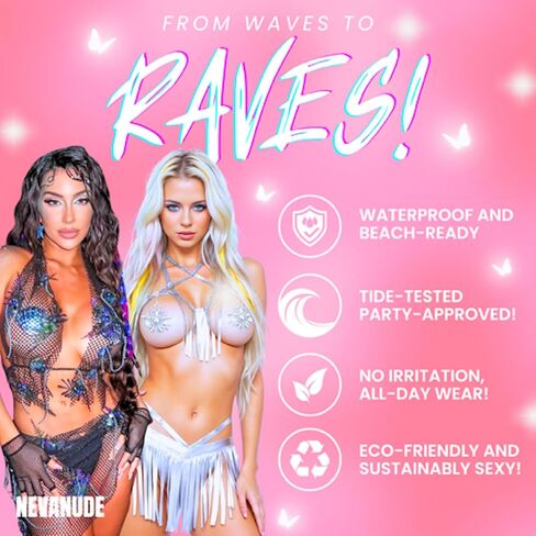 Neva Nude Kanye The Raver Tie Dye Alien Blacklight Velvet Nipztix Pasties أغطية حلمات للمهرجانات والحفلات والحفلات والملابس الداخلية والمزيد، لاصق من الدرجة الطبية، مقاوم للماء والعرق، صنع في الولايات المتحدة الأمريكية in Kuwait