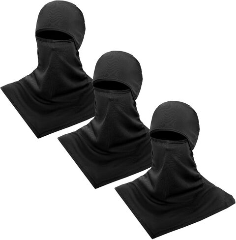 3Pcs Balaclava Face Cover Ski Mask Cover Long Neck Covers Summer Face Cover Neck Protector UV Protection for Men Women (Black) in Kuwait