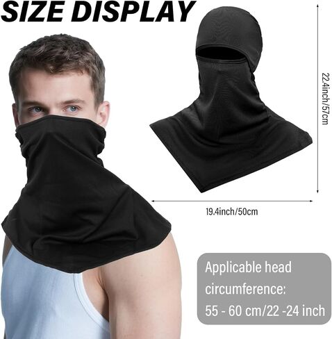 3Pcs Balaclava Face Cover Ski Mask Cover Long Neck Covers Summer Face Cover Neck Protector UV Protection for Men Women (Black) in Kuwait