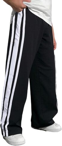 Boys Track Pants, Elastic Waist Wide Leg Casual Jogger Trousers with Side Stripes for Teens in Kuwait