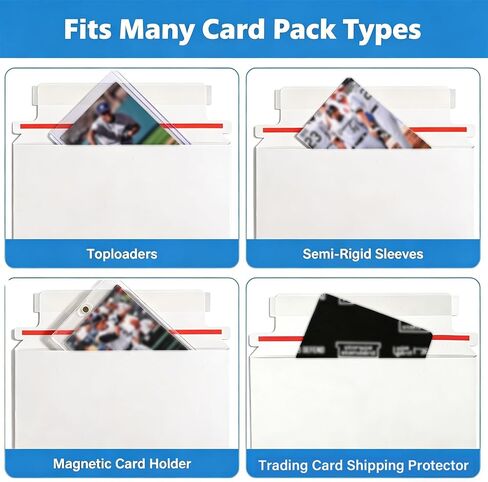 200 Pack Trading Card mailing Envelopes, 7" x 4.35" Self-Adhesive Rigid Cardboard Mailers for Semi-Rigid Sleeves, Toploaders and Card Protectors in Saudi Arabia