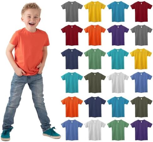 Case Pack of 144 Pieces Kids Cotton Tshirts Bulk, Wholesale Unisex Children Tees, Lightweight Tshirt Packs for Boys Girls in Kuwait