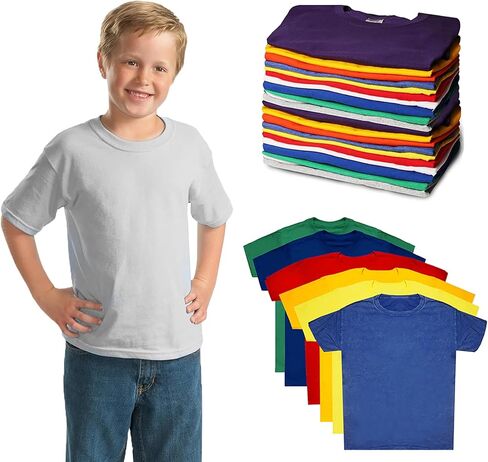 Case Pack of 144 Pieces Kids Cotton Tshirts Bulk, Wholesale Unisex Children Tees, Lightweight Tshirt Packs for Boys Girls in Kuwait