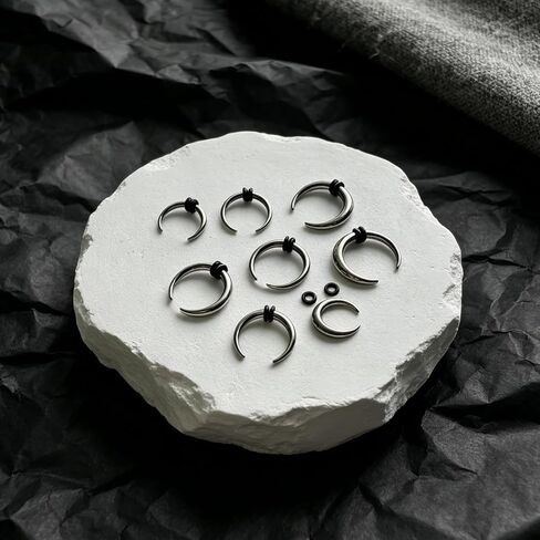 F136 التيتانيوم حدوة الحصان الحاجز خواتم 00G 0G 2G 4G 6G 8G 12G PA حلقة كبيرة الأنف هوب الثقب داخليا الخيوط قياس الأقراط للنساء الرجال in Kuwait
