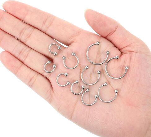 10pcs Horseshoe Rings 16G Silver Horseshoe Septum Ring Stainless Steel Septum Piercing Jewelry Nose Rings Hoop Cartilage Earrings Helix Tragus Piercing Ring Earring Hoop For Women Men in Kuwait