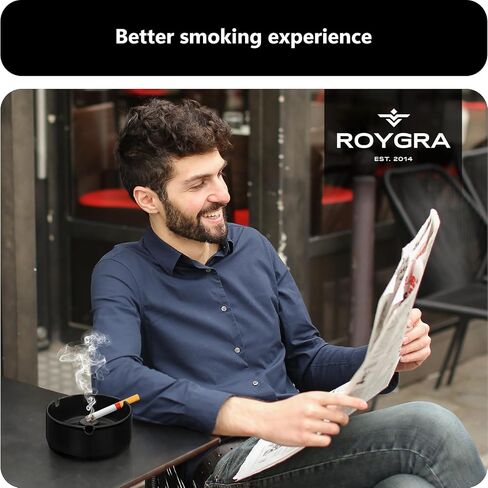 roygra Ash Tray (5 Pack), Outdoor Ashtray for Outside Patio, Resin Ashtrays for Cigarettes with 3 Holder, Smoking Accessories, Home Décor, Stackable Ashtrays for Smokers Indoor - Black in Saudi Arabia