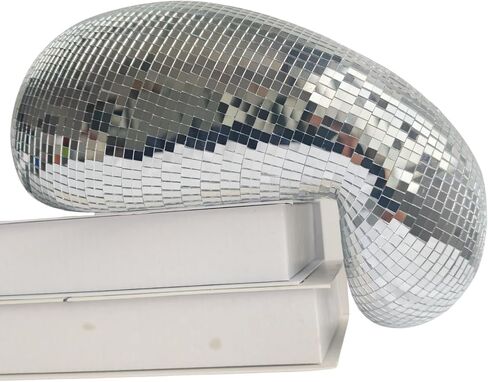 12" Melted Disco Ball Decor, Silver Handmade Mirror Ball Sculpture, Retro Aesthetic Ornament for Home, Party & Gift in Saudi Arabia
