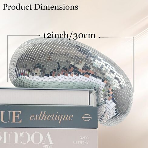 12" Melted Disco Ball Decor, Silver Handmade Mirror Ball Sculpture, Retro Aesthetic Ornament for Home, Party & Gift in Saudi Arabia