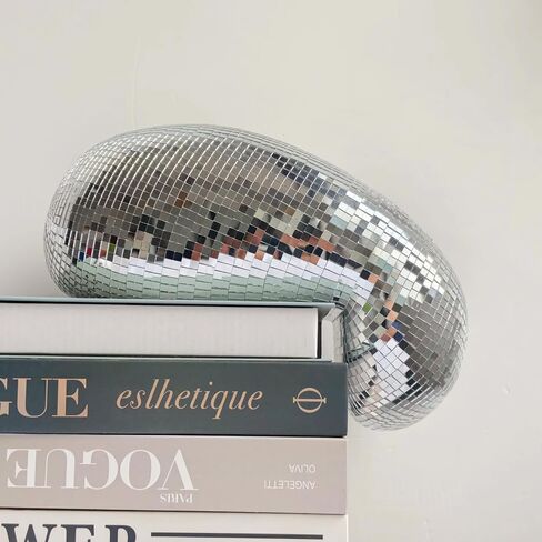 12" Melted Disco Ball Decor, Silver Handmade Mirror Ball Sculpture, Retro Aesthetic Ornament for Home, Party & Gift in Saudi Arabia