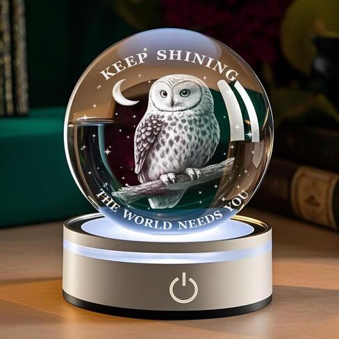 Owl Light,Figurines in Crystal Lamp 3.15In(80mm) 4 Colors Changing with Plastic LED Base ,Thank You Gift for Doctor,Friendship Gifts,Graduation Gift for Friends,Couple Gifts for Him Birthday Owl Gift in Saudi Arabia