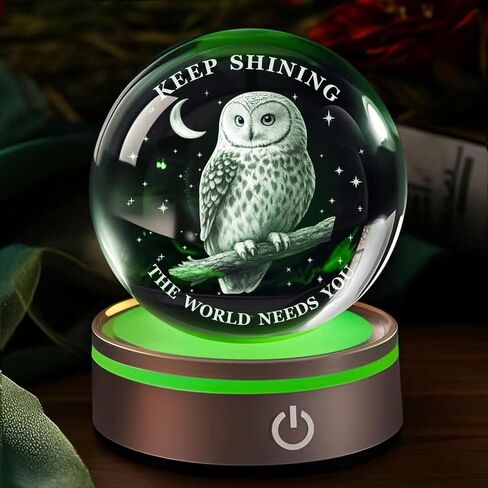 Owl Light,Figurines in Crystal Lamp 3.15In(80mm) 4 Colors Changing with Plastic LED Base ,Thank You Gift for Doctor,Friendship Gifts,Graduation Gift for Friends,Couple Gifts for Him Birthday Owl Gift in Saudi Arabia