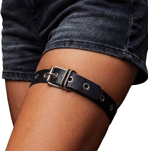 Punk Leather Garter Belt Black Gothic Thigh Leg Accessories for Women in Saudi Arabia