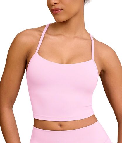 BAYDI Clouduxi Y Back Crop Tank Tops for Women - Thin Strap Padded Workout Yoga Longline Sports Bras in Saudi Arabia
